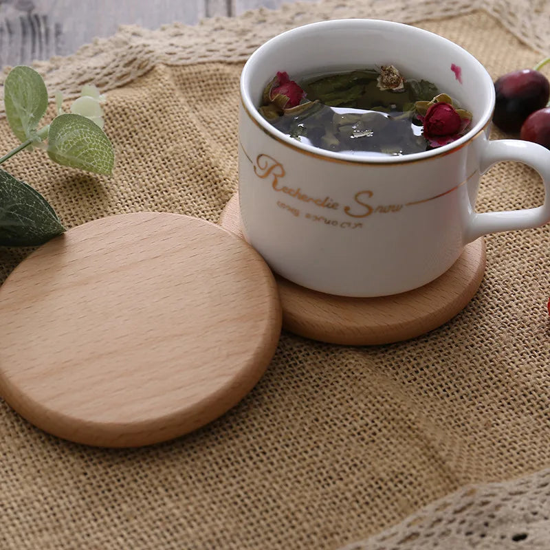 Posavasos de madera de nogal de 8,8 cm para vasos y tazas, salvamanteles redondos y cuadrados de madera, resistentes, para té y café.