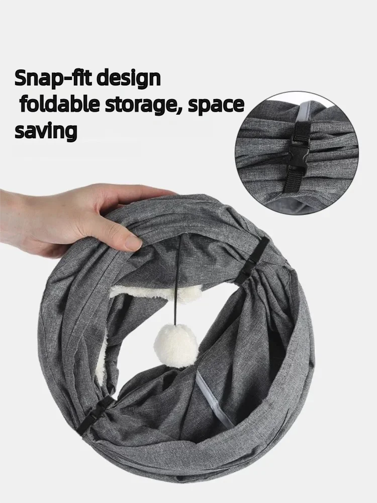 Túnel recto para gatos de 125 cm de largo y 25 cm de diámetro, plegable y resistente. Juguete para mascotas a prueba de arañazos.