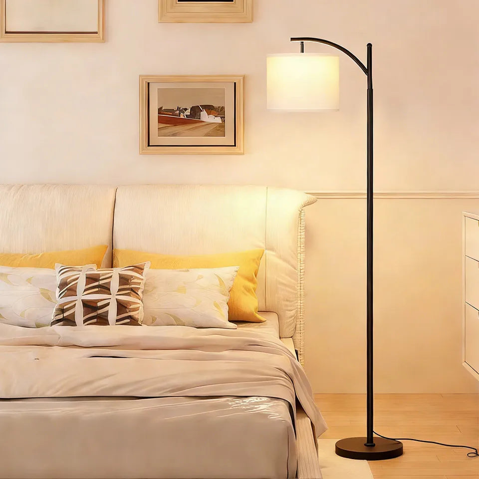 Lámpara de pie LED regulable, lámpara de pie alta con bombilla, luz de lectura que cuida la vista, lámpara de esquina de estilo minimalista moderno, ahorro de energía, base estable, fácil instalación, lámpara de ambiente para sala de estar, dormitorio de