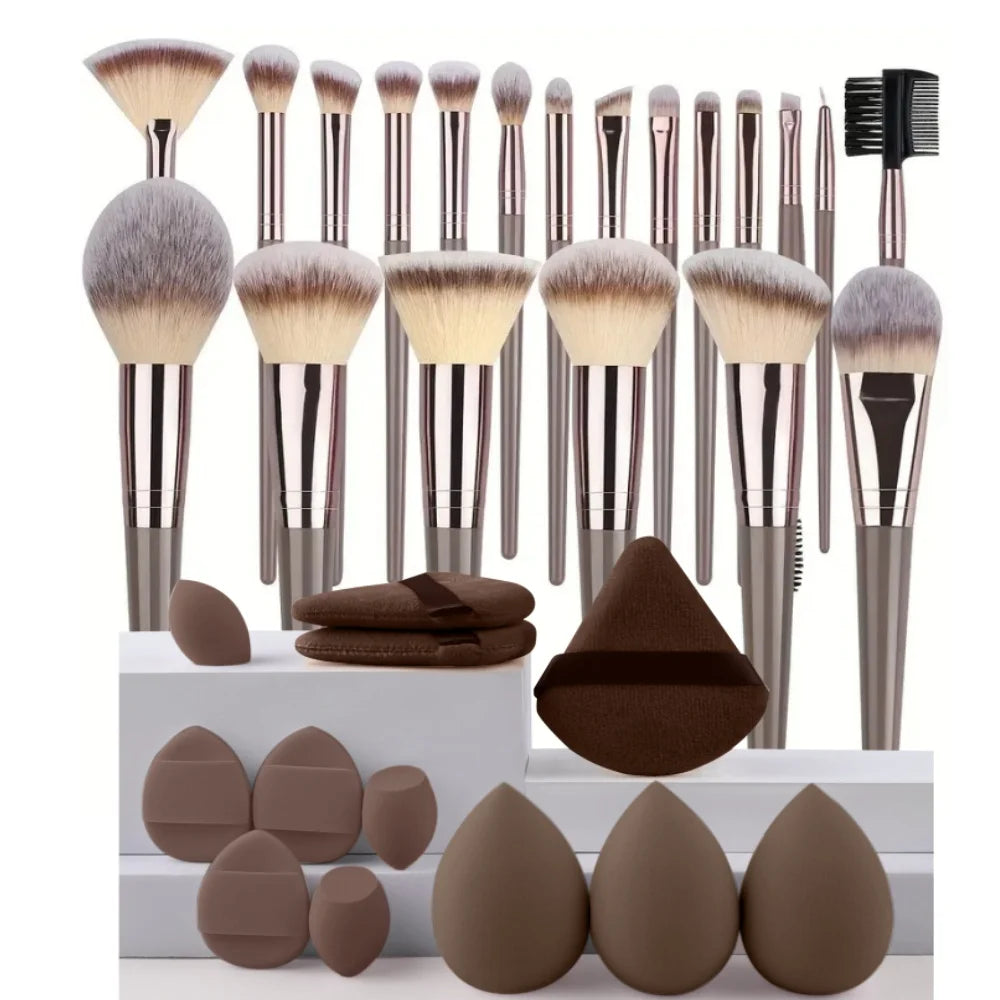Set de 3 a 20 brochas de maquillaje premium, suaves y esponjosas, ideales para la base de maquillaje, sombras de ojos, rubor y maquillaje kabuki.