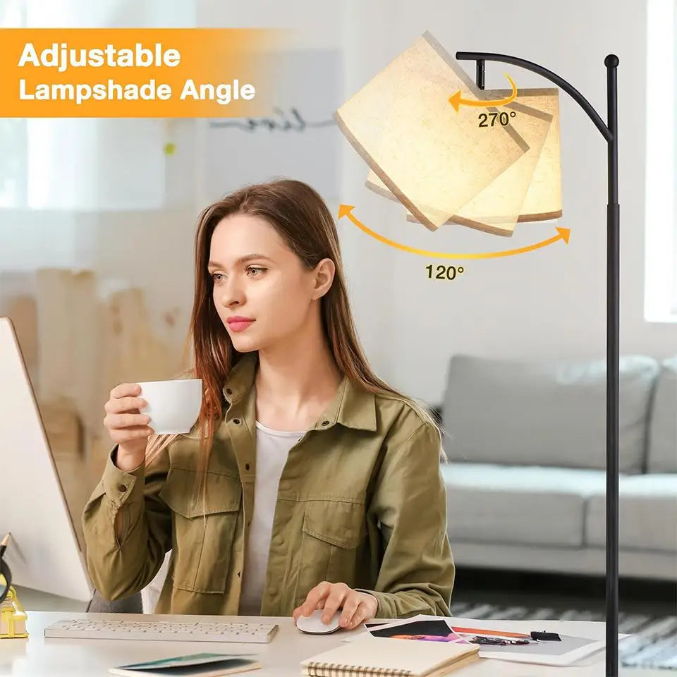 Lámpara de pie LED regulable, lámpara de pie alta con bombilla, luz de lectura que cuida la vista, lámpara de esquina de estilo minimalista moderno, ahorro de energía, base estable, fácil instalación, lámpara de ambiente para sala de estar, dormitorio de