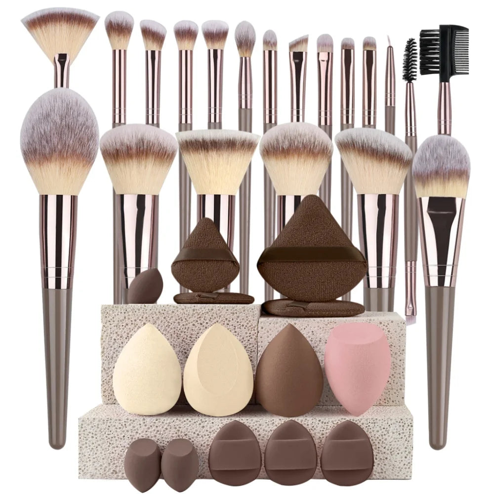 Set de 3 a 20 brochas de maquillaje premium, suaves y esponjosas, ideales para la base de maquillaje, sombras de ojos, rubor y maquillaje kabuki.