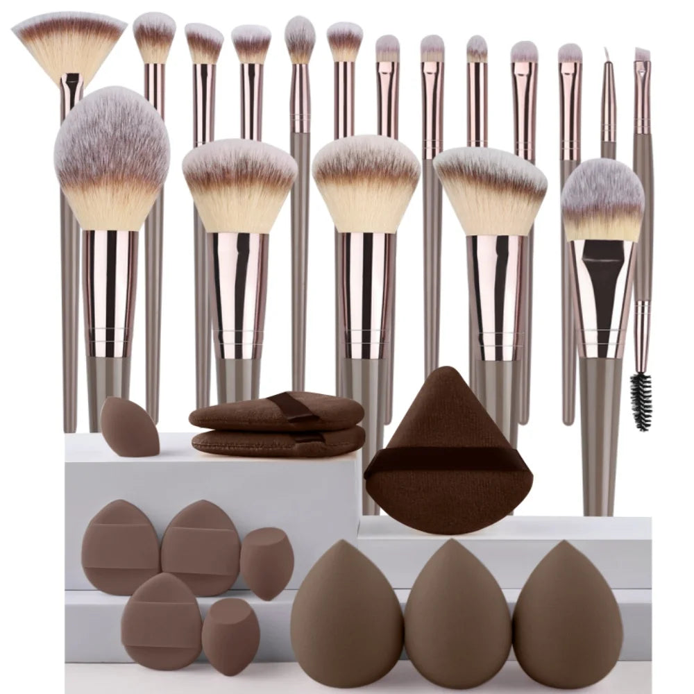 Set de 3 a 20 brochas de maquillaje premium, suaves y esponjosas, ideales para la base de maquillaje, sombras de ojos, rubor y maquillaje kabuki.