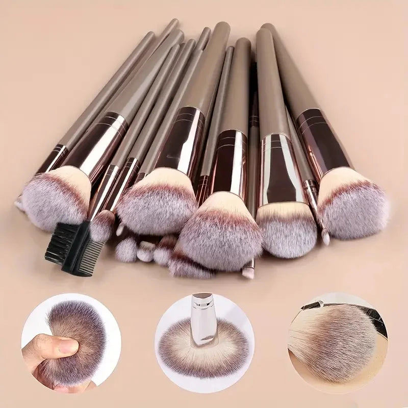 Set de 3 a 20 brochas de maquillaje premium, suaves y esponjosas, ideales para la base de maquillaje, sombras de ojos, rubor y maquillaje kabuki.