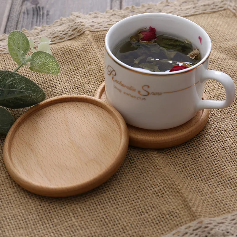 Posavasos de madera de nogal de 8,8 cm para vasos y tazas, salvamanteles redondos y cuadrados de madera, resistentes, para té y café.