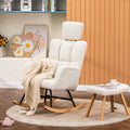 Mecedora COMHOMA Mecedora con reposabrazos Reposacabezas, peluche Teddy Sillón columpio Sillón con orejas Tumbona Beige