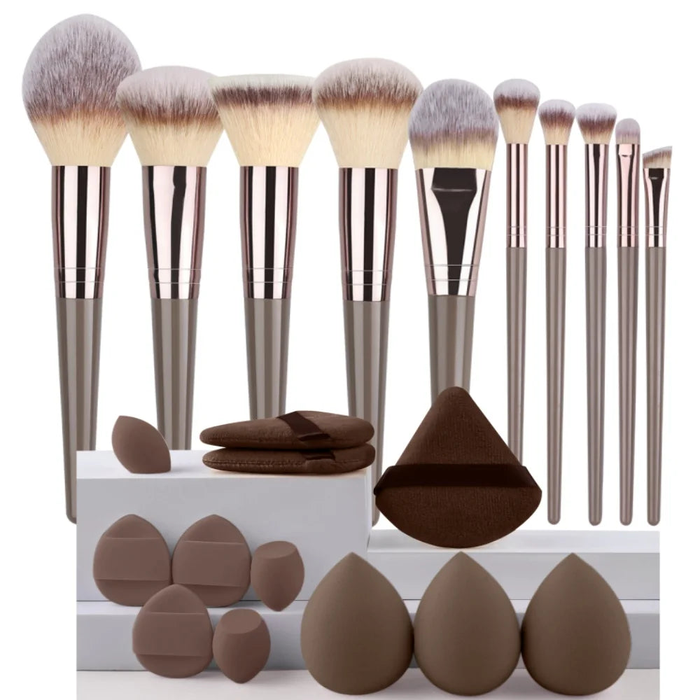 Set de 3 a 20 brochas de maquillaje premium, suaves y esponjosas, ideales para la base de maquillaje, sombras de ojos, rubor y maquillaje kabuki.