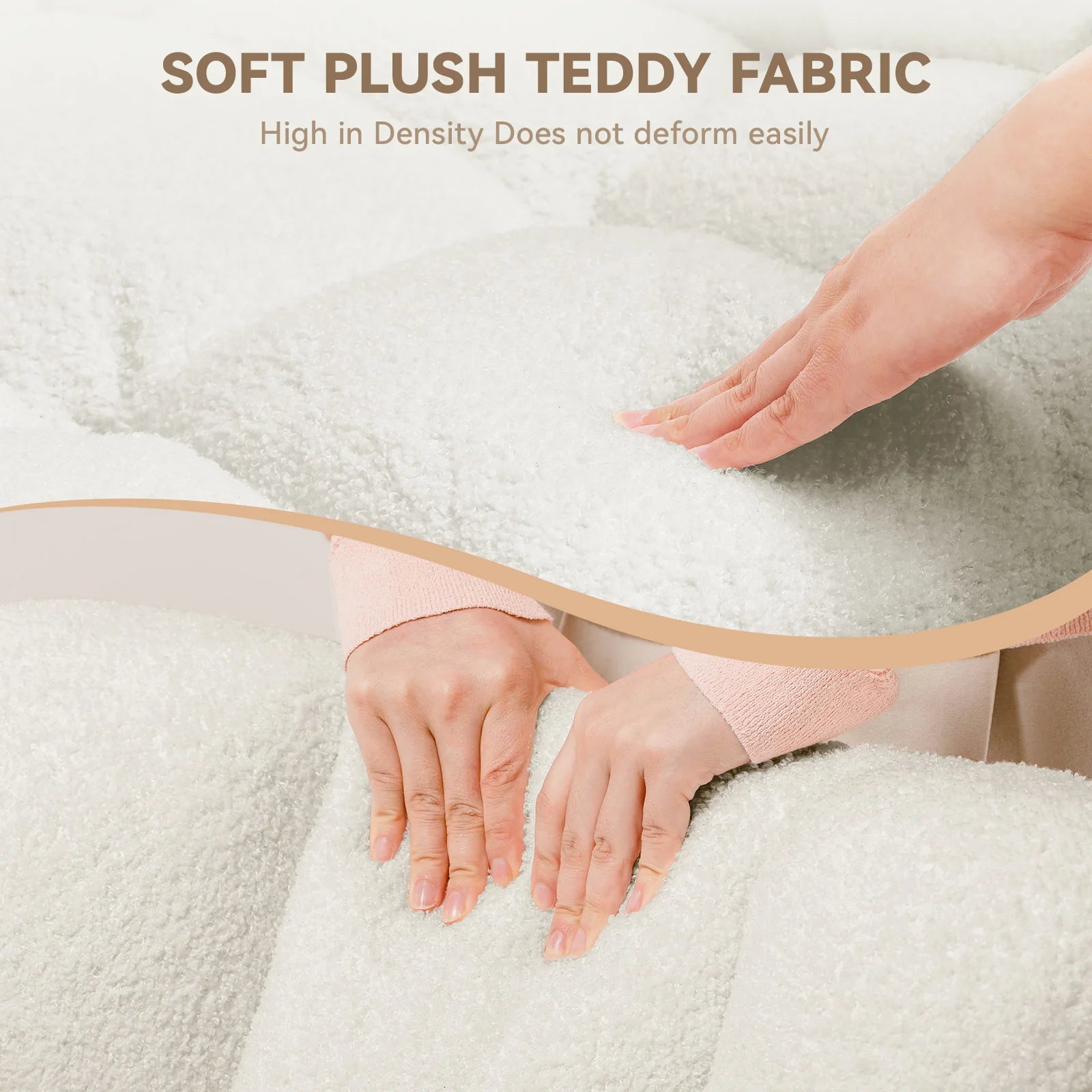 Mecedora COMHOMA Mecedora con reposabrazos Reposacabezas, peluche Teddy Sillón columpio Sillón con orejas Tumbona Beige