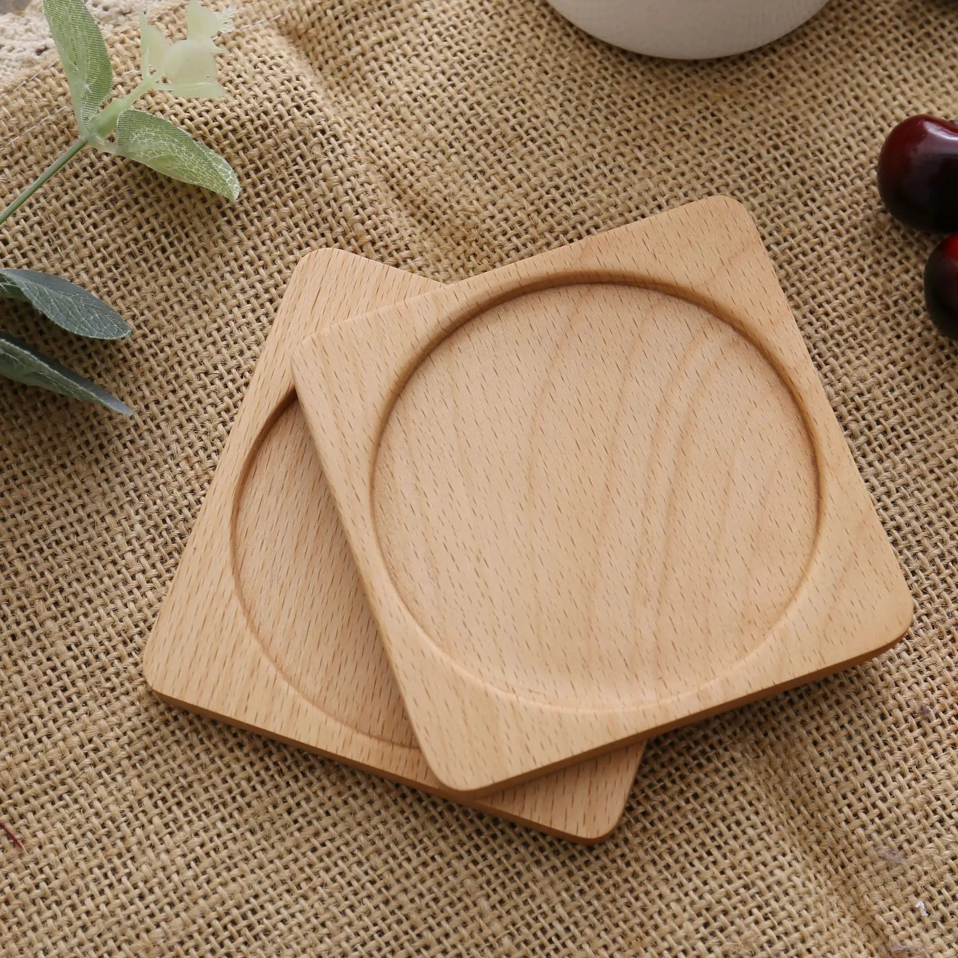 Posavasos de madera de nogal de 8,8 cm para vasos y tazas, salvamanteles redondos y cuadrados de madera, resistentes, para té y café.