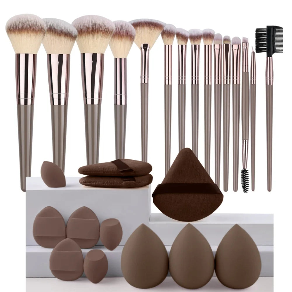 Set de 3 a 20 brochas de maquillaje premium, suaves y esponjosas, ideales para la base de maquillaje, sombras de ojos, rubor y maquillaje kabuki.