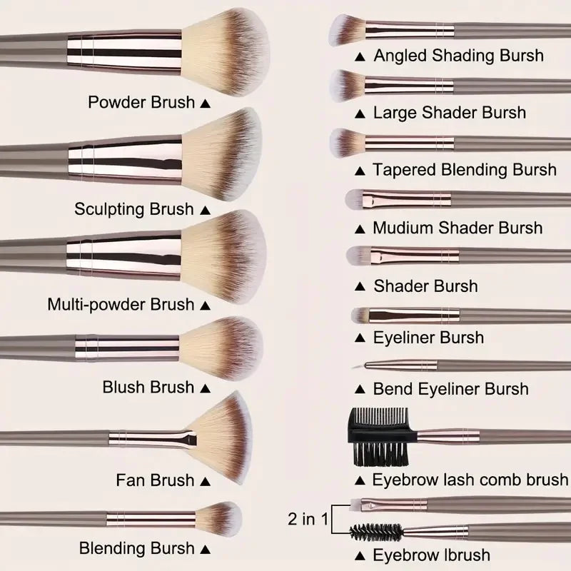 Set de 3 a 20 brochas de maquillaje premium, suaves y esponjosas, ideales para la base de maquillaje, sombras de ojos, rubor y maquillaje kabuki.