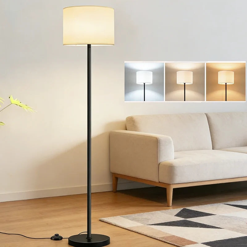 Lámpara de pie moderna y sencilla con pantalla, base E27, fácil instalación, ahorro de energía, protección ocular, lámpara de lectura, estilo minimalista, lámpara de esquina, luz ambiental creativa para sala de estar, dormitorio, oficina.