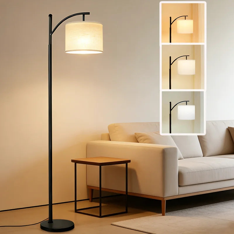 Lámpara de pie LED regulable, lámpara de pie alta con bombilla, luz de lectura que cuida la vista, lámpara de esquina de estilo minimalista moderno, ahorro de energía, base estable, fácil instalación, lámpara de ambiente para sala de estar, dormitorio de