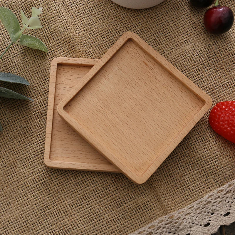 Posavasos de madera de nogal de 8,8 cm para vasos y tazas, salvamanteles redondos y cuadrados de madera, resistentes, para té y café.