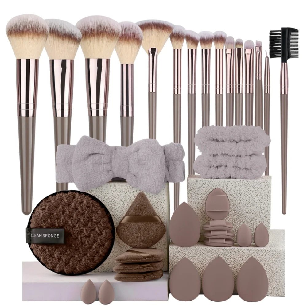 Set de 3 a 20 brochas de maquillaje premium, suaves y esponjosas, ideales para la base de maquillaje, sombras de ojos, rubor y maquillaje kabuki.