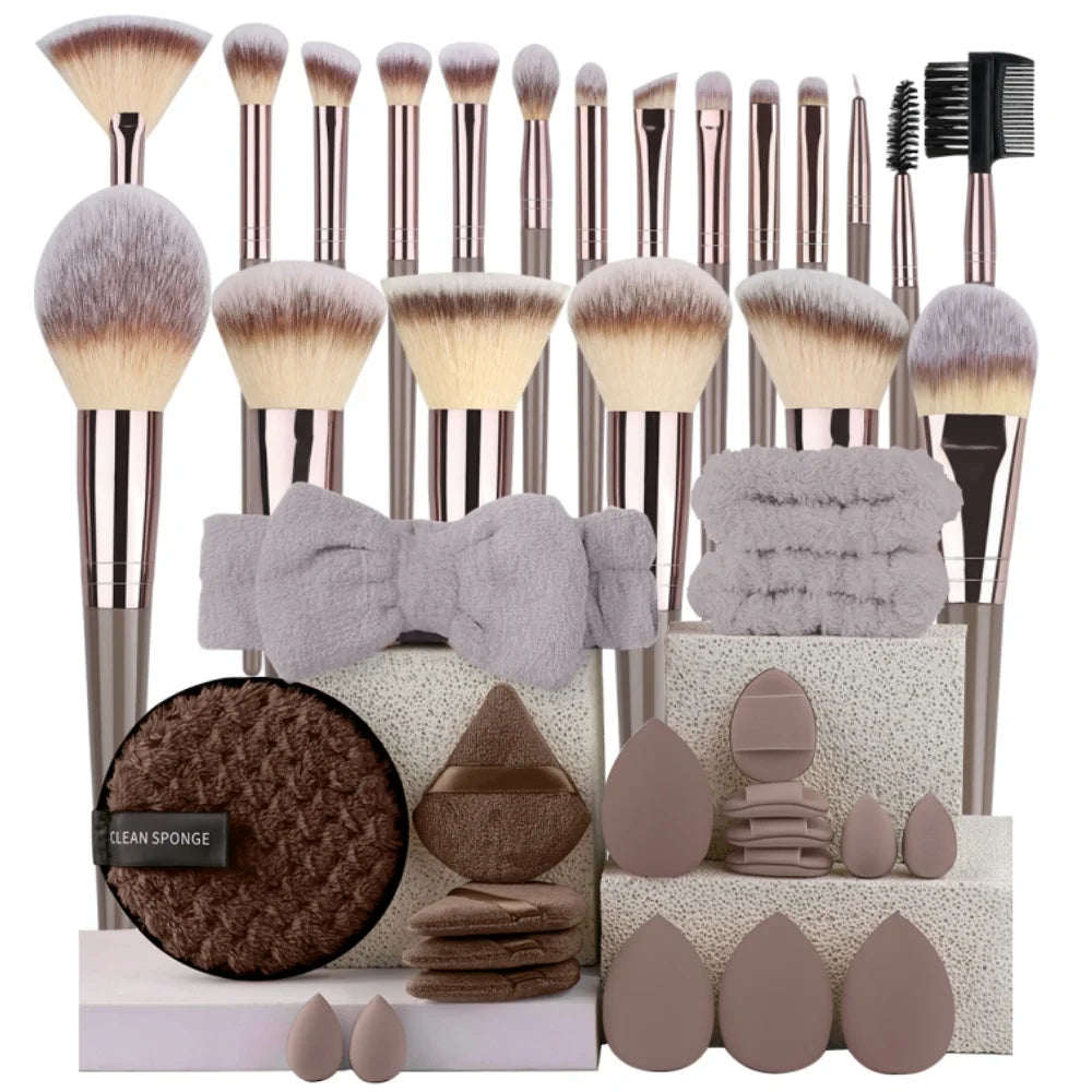 Set de 3 a 20 brochas de maquillaje premium, suaves y esponjosas, ideales para la base de maquillaje, sombras de ojos, rubor y maquillaje kabuki.