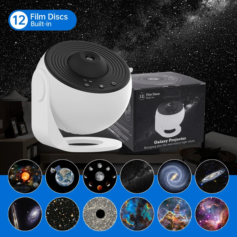 Proyector de galaxias con luz nocturna, proyector de cielo estrellado, lámpara planetaria giratoria de 360° para dormitorio infantil, regalo de San Valentín, decoración de bodas