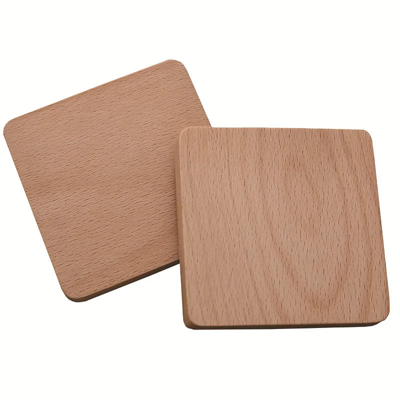 Posavasos de madera de nogal de 8,8 cm para vasos y tazas, salvamanteles redondos y cuadrados de madera, resistentes, para té y café.