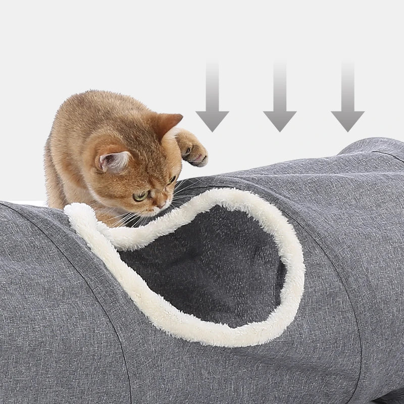 Túnel recto para gatos de 125 cm de largo y 25 cm de diámetro, plegable y resistente. Juguete para mascotas a prueba de arañazos.