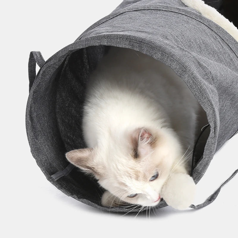 Túnel recto para gatos de 125 cm de largo y 25 cm de diámetro, plegable y resistente. Juguete para mascotas a prueba de arañazos.
