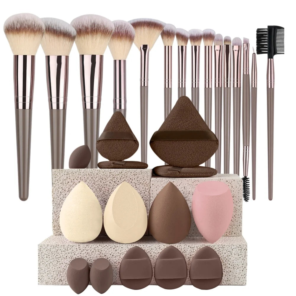 Set de 3 a 20 brochas de maquillaje premium, suaves y esponjosas, ideales para la base de maquillaje, sombras de ojos, rubor y maquillaje kabuki.