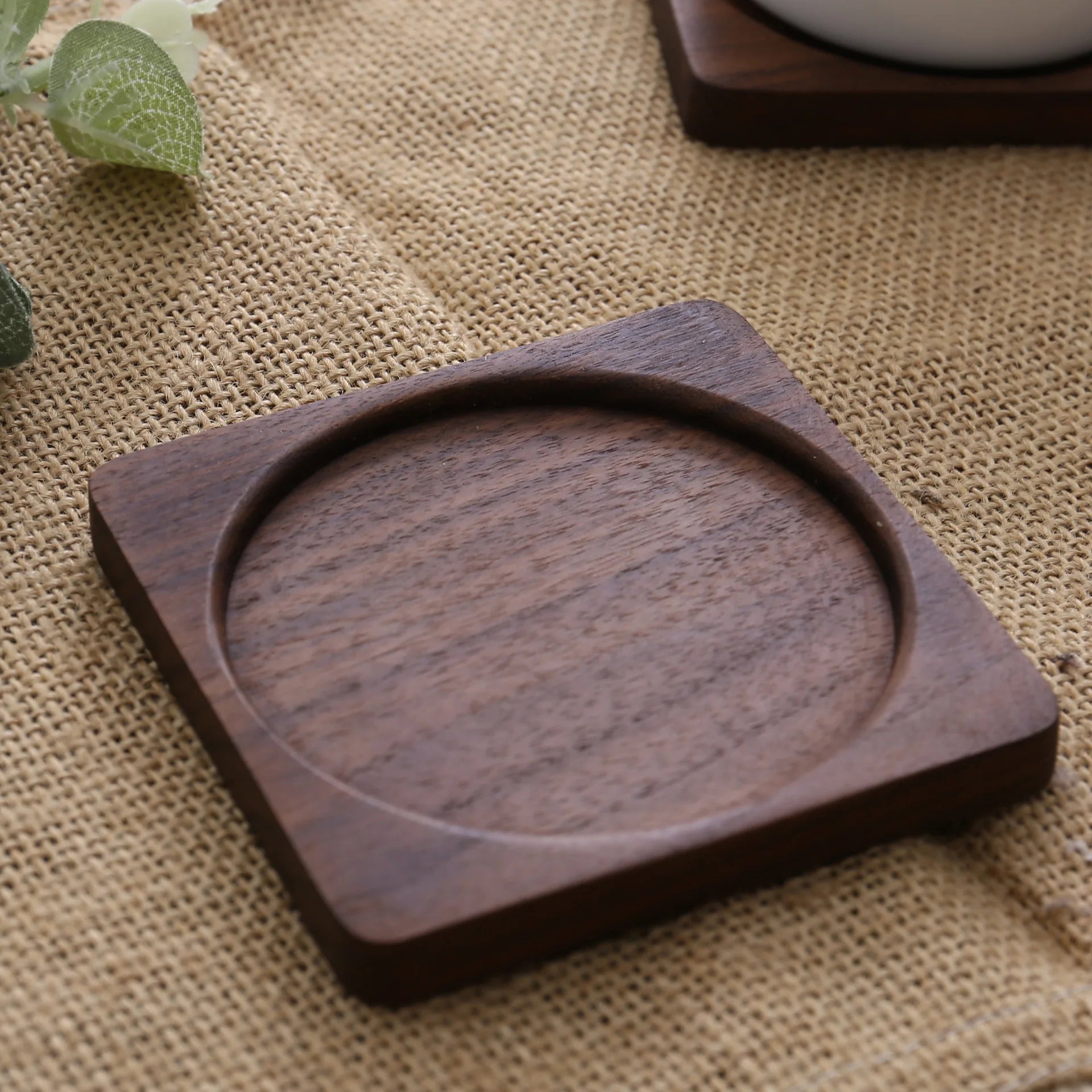 Posavasos de madera de nogal de 8,8 cm para vasos y tazas, salvamanteles redondos y cuadrados de madera, resistentes, para té y café.