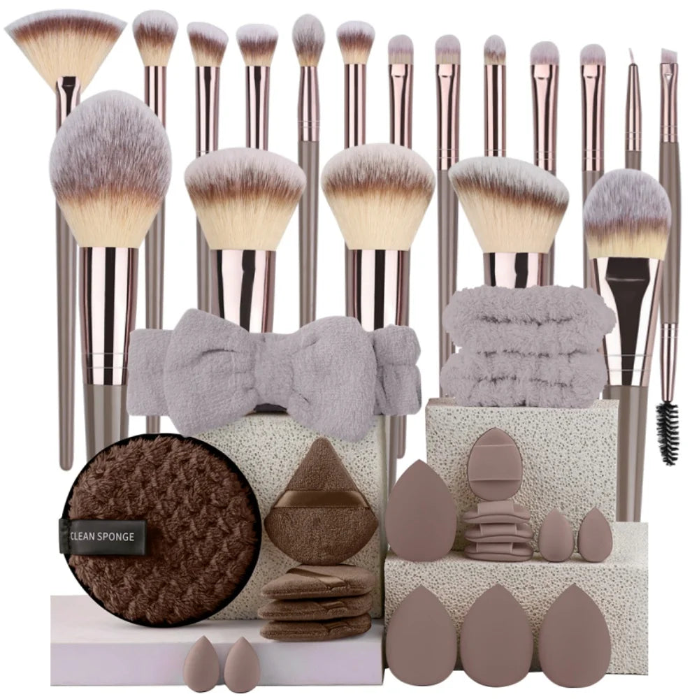 Set de 3 a 20 brochas de maquillaje premium, suaves y esponjosas, ideales para la base de maquillaje, sombras de ojos, rubor y maquillaje kabuki.