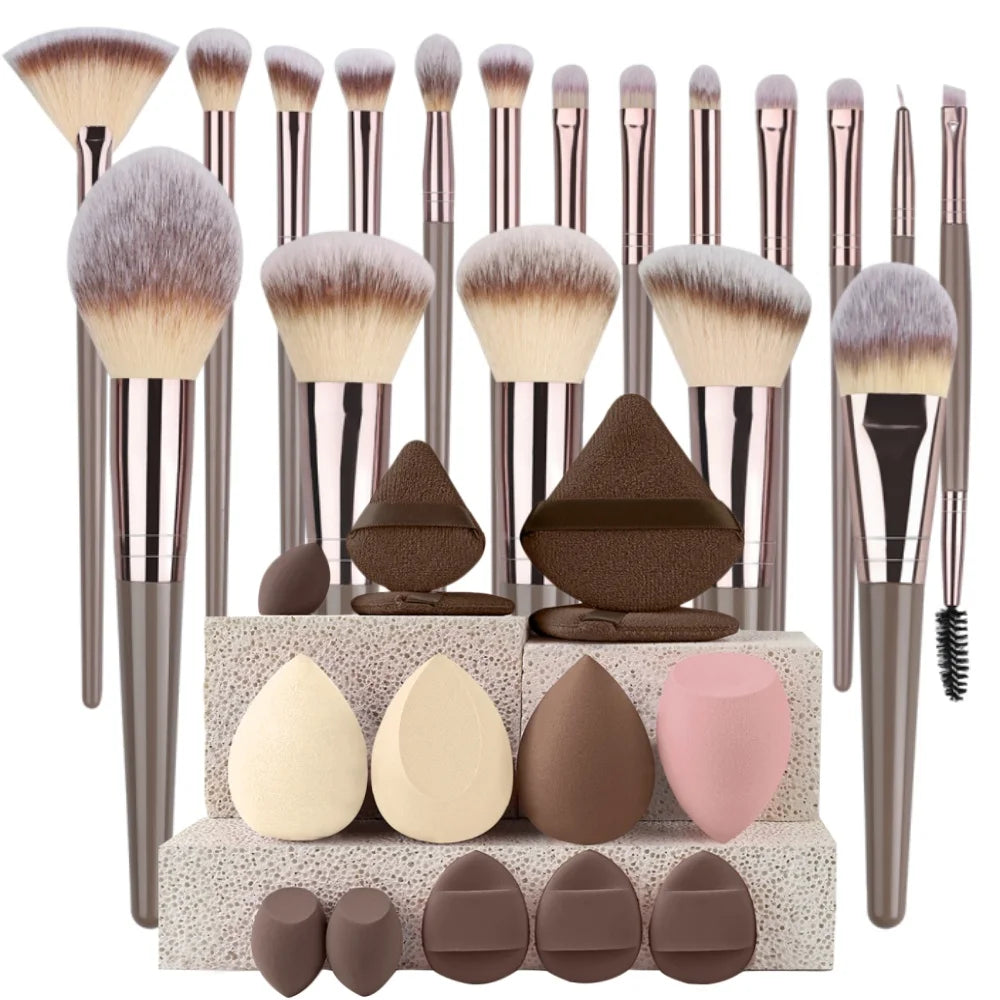 Set de 3 a 20 brochas de maquillaje premium, suaves y esponjosas, ideales para la base de maquillaje, sombras de ojos, rubor y maquillaje kabuki.