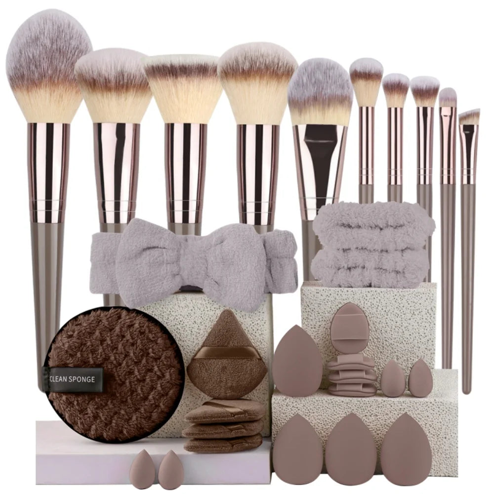 Set de 3 a 20 brochas de maquillaje premium, suaves y esponjosas, ideales para la base de maquillaje, sombras de ojos, rubor y maquillaje kabuki.