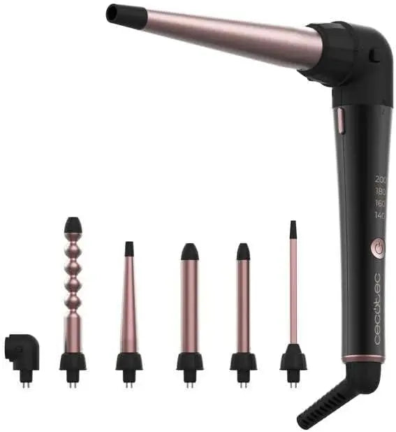 Rizador de pelo multicabezal Cecotec Surfcare Multiwaves, 5 cabezales, revestimiento cerámico, temperatura regulable de 140 a 200º, guante térmico, estuche, 2 pinzas, cabezal especial de 90º.