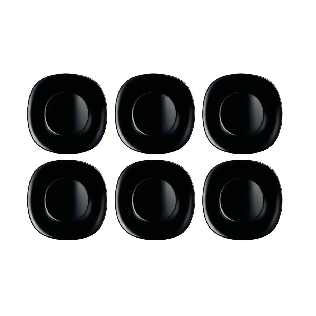 Platos Carine Luminarc – Juego de 6 platos cuadrados de vidrio opalino en blanco, negro, gris, turquesa y azul paraíso, aptos para microondas y lavavajillas para una vajilla completa.