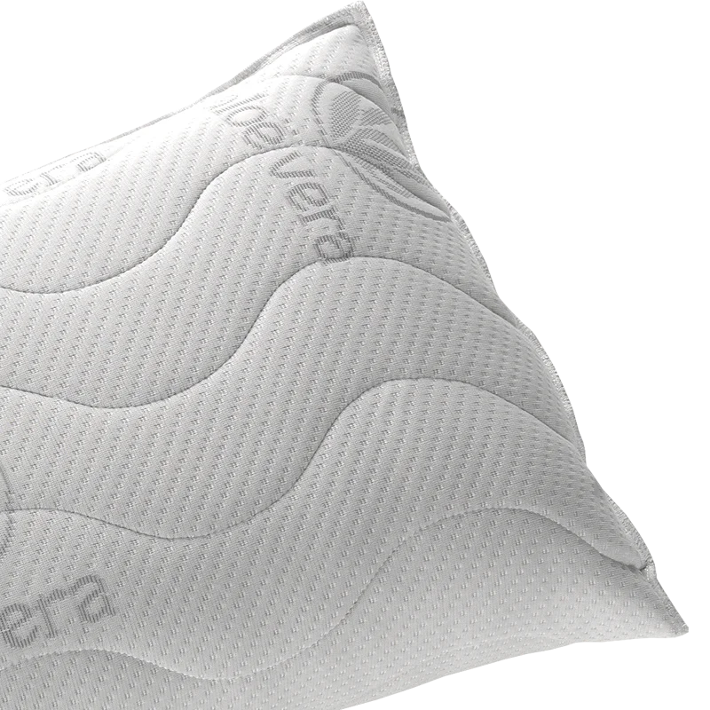 Almohada viscoelástica Todocama de aloe vera con tejido elástico, firmeza media-alta, núcleo 100% viscoelástico, 18 cm de altura, ideal para la alineación del cuello y la columna vertebral, funda hipoalergénica y lavable.