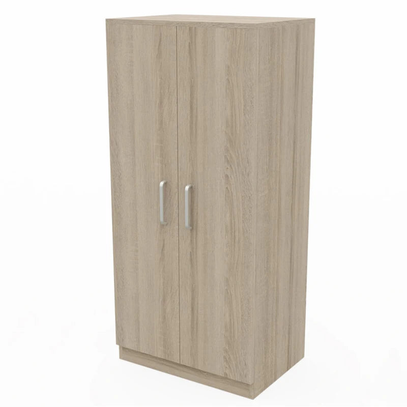 Zapatero Dormidan con 2 puertas para 21 pares, fabricado en melamina resistente, mide 50 cm de ancho, 108 cm de alto y 35 cm de profundidad, e incorpora bisagras metálicas y almohadillas antiarañazos para facilitar el acceso y proteger el suelo.