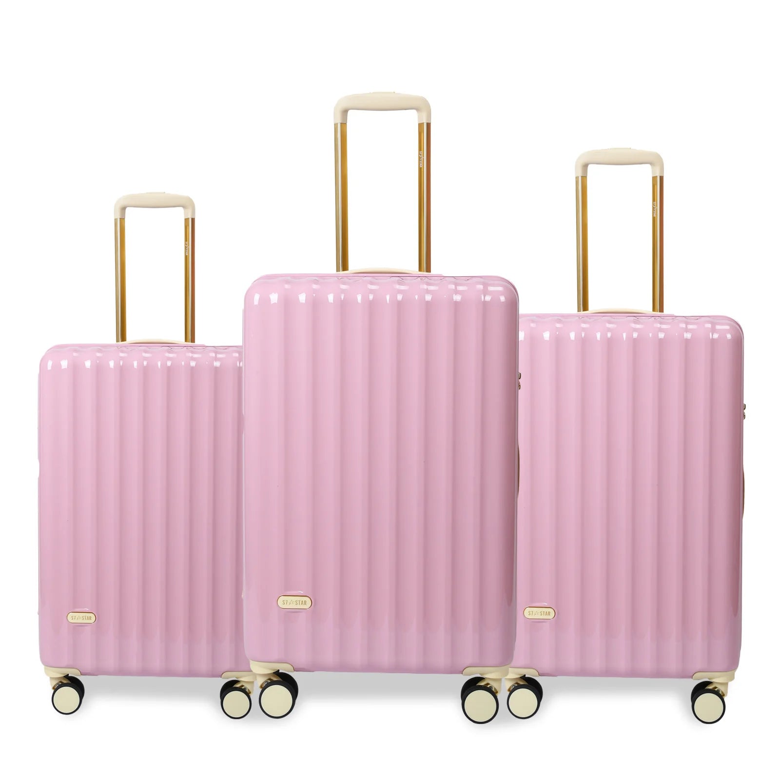 Juego de maletas S7 STAR de 3 piezas, maletas rígidas de policarbonato duraderas con 4 ruedas giratorias silenciosas, tamaño cabina 20in + 24in + 28in, diseño moderno para viajes, certificado CE.