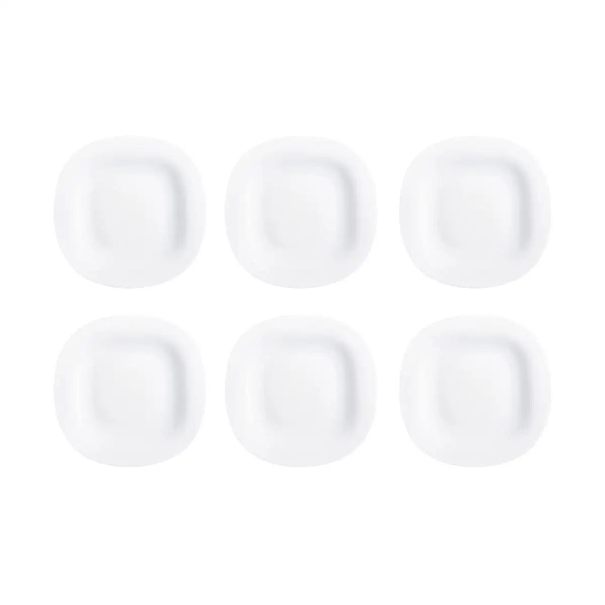 Platos Carine Luminarc – Juego de 6 platos cuadrados de vidrio opalino en blanco, negro, gris, turquesa y azul paraíso, aptos para microondas y lavavajillas para una vajilla completa.