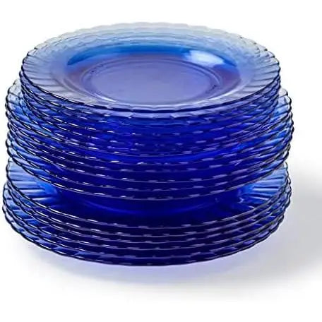 Juego de vajilla Duralex Picardie - Platos de alta calidad que incluyen platos hondos (Ø 23 cm), platos llanos (Ø 26 cm), platos de postre (Ø 20,5 cm), aptos para microondas y lavavajillas, disponibles en transparente, ámbar o azul claro, 12/18/