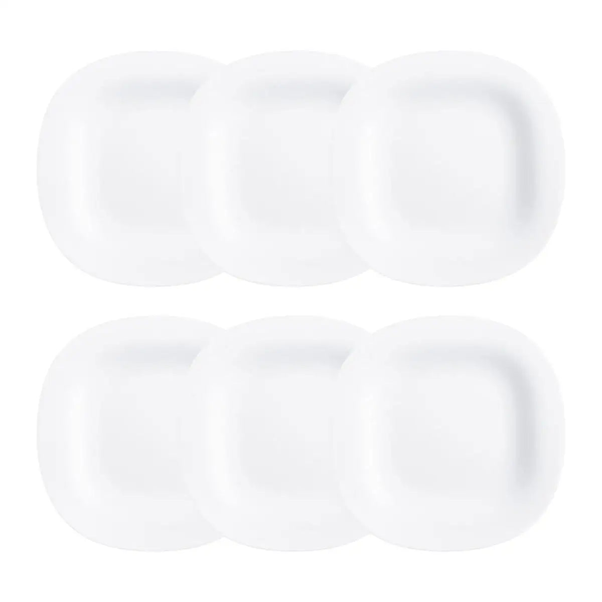Platos Carine Luminarc – Juego de 6 platos cuadrados de vidrio opalino en blanco, negro, gris, turquesa y azul paraíso, aptos para microondas y lavavajillas para una vajilla completa.