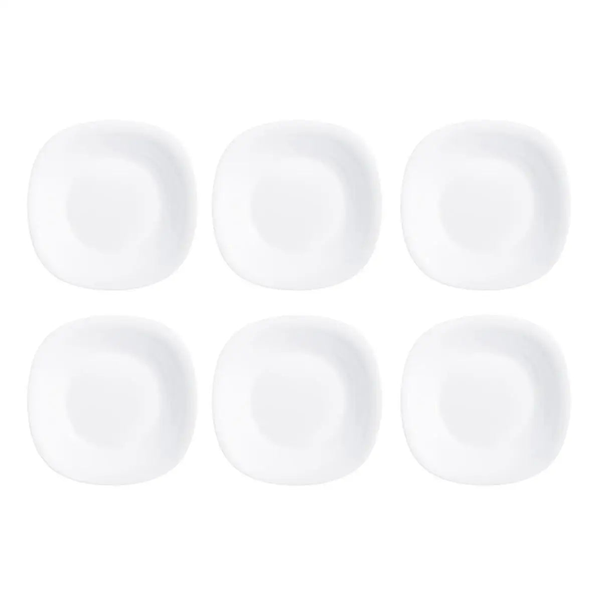 Platos Carine Luminarc – Juego de 6 platos cuadrados de vidrio opalino en blanco, negro, gris, turquesa y azul paraíso, aptos para microondas y lavavajillas para una vajilla completa.