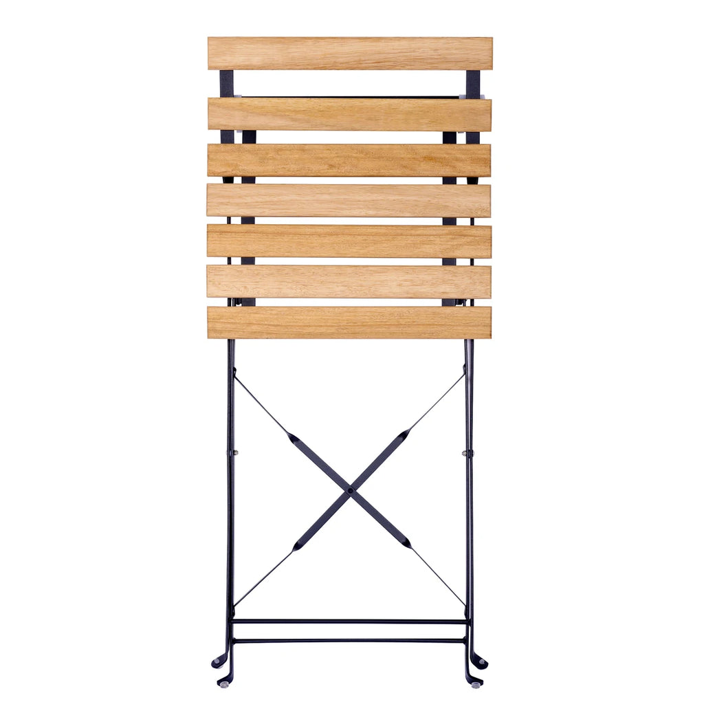 Conjunto T-lovendo de 3 mesas y 2 sillas, jardín, exterior, plegable, metal y madera, para terraza de estilo retro, estructura de acero, tipo bistró, patas antideslizantes, balcones pequeños, terrazas