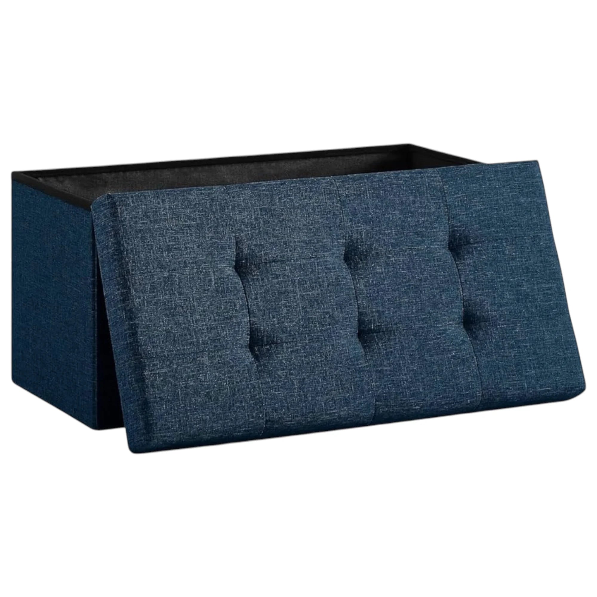 Elegante puf de lino con espacio de almacenamiento