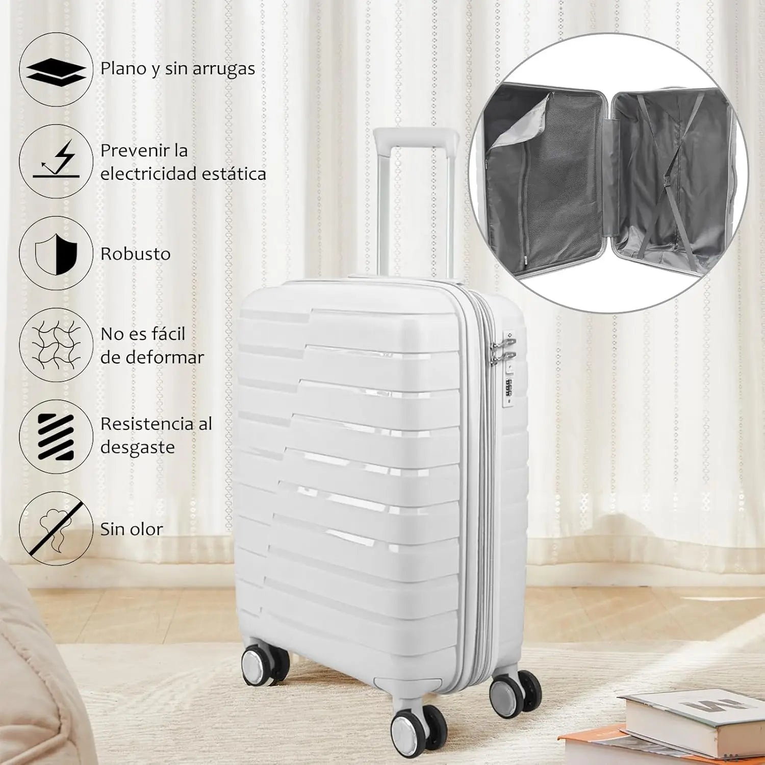 Maletas de viaje rígidas con ruedas, equipaje de mano, maleta de cabina rígida de polipropileno con 4 ruedas dobles de 360° y cierre combinado, maletas de viaje pequeñas y grandes.