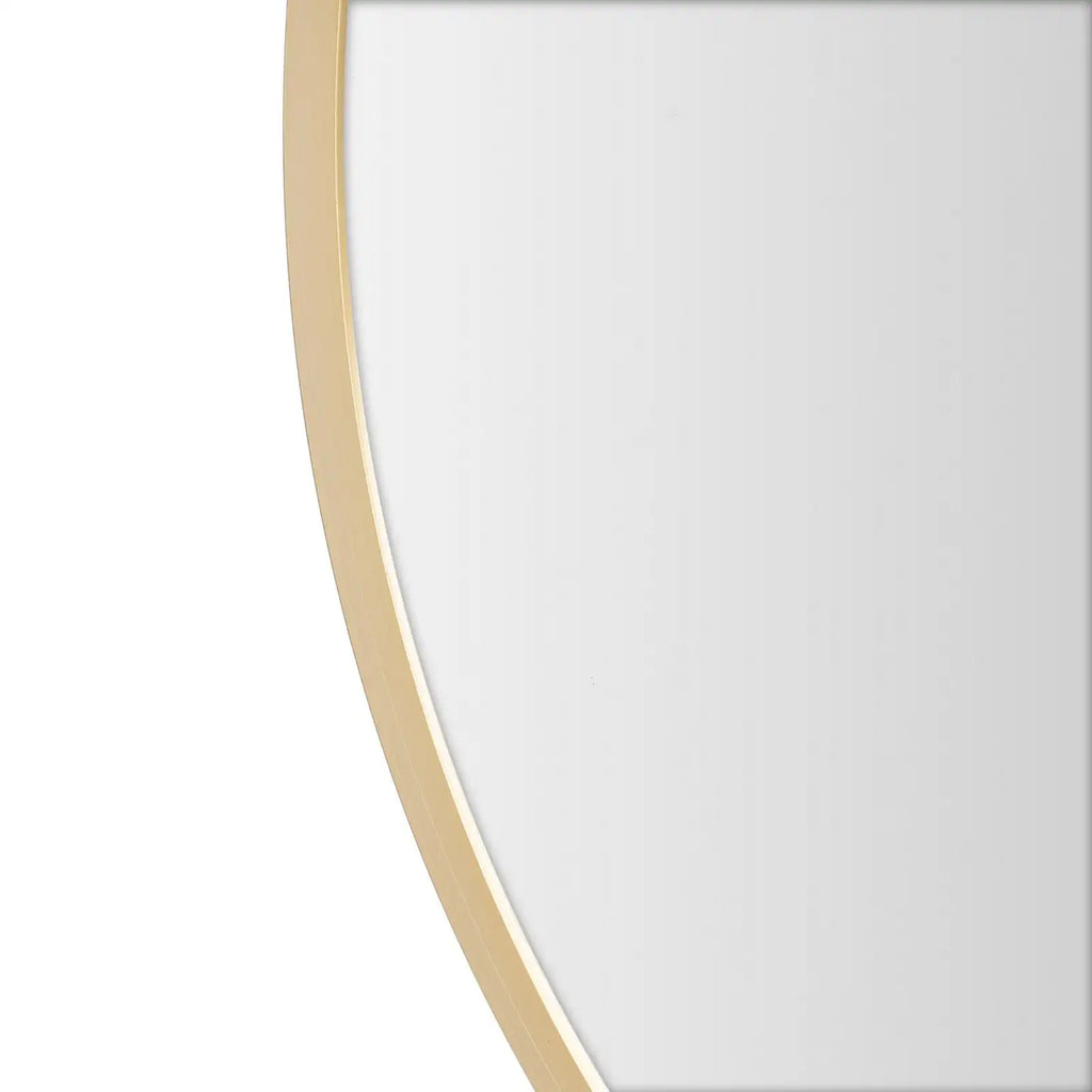 Espejo de pared redondo de aluminio Lolahome de 60 cm de diámetro en color dorado o negro, ideal para cualquier estilo de decoración. Presenta un diseño elegante, 2,8 cm de profundidad y un peso ligero de 3,5 kg, perfecto para iluminar espacios con elegan