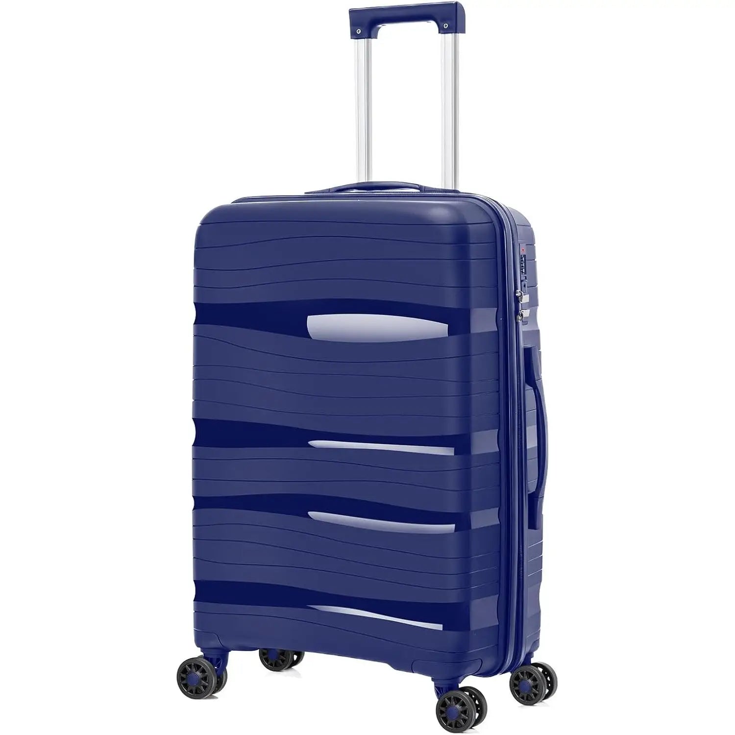 Maleta de cabina Artree: fabricada en polipropileno resistente con diseño impermeable, disponible en varios tamaños (L 75x50x32 cm, XS 48x35x20 cm) y equipada con 4 ruedas giratorias de 360°, ideal para viajes organizados.