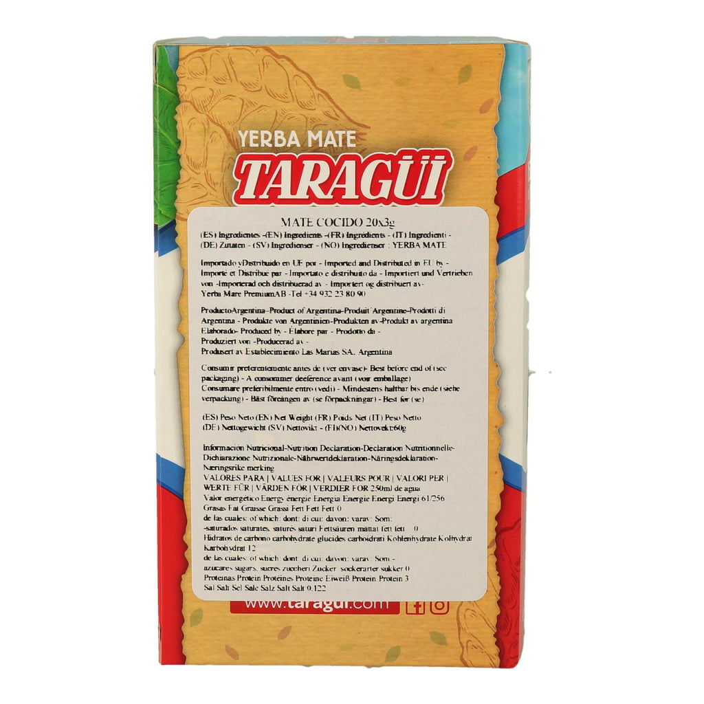 Taragüi mate cocido 20 sobres - Infusión de yerba mate 100% natural, energizante y deliciosa, ideal para disfrutar en cualquier momento