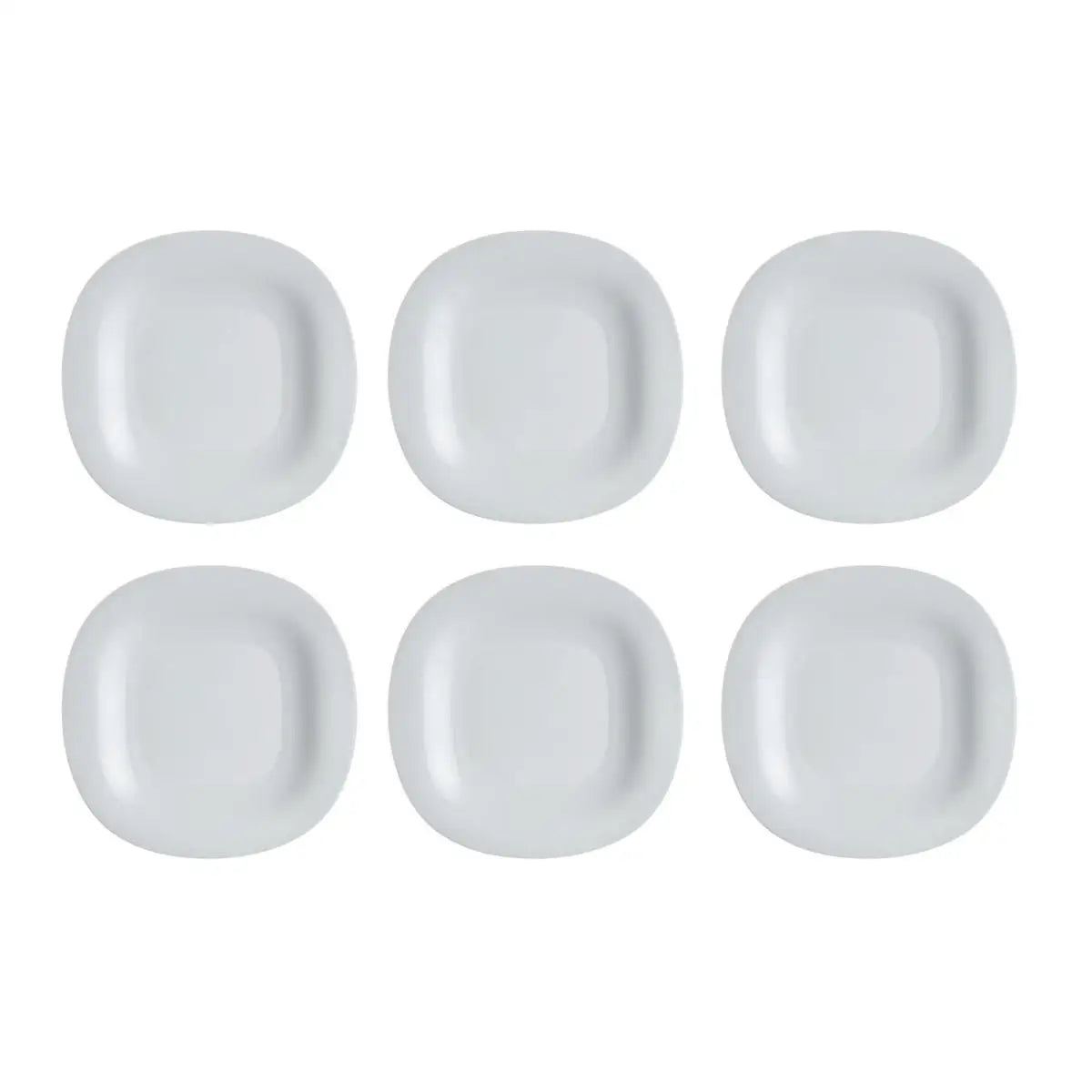 Platos Carine Luminarc – Juego de 6 platos cuadrados de vidrio opalino en blanco, negro, gris, turquesa y azul paraíso, aptos para microondas y lavavajillas para una vajilla completa.