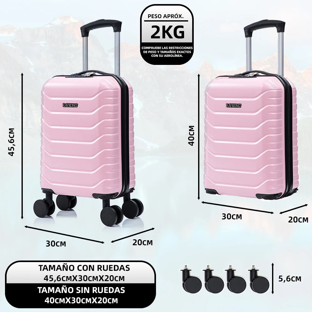 Maleta de cabina ABS 40x30x20 (24 l) | Equipaje de mano con ruedas desmontables para Ryanair | Vueling | EasyJet | Wizz Air | Volotea - negro/azul marino/oro rosa/morado/menta/amarillo/verde/rosa