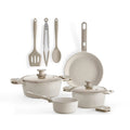Juego de utensilios de cocina Monix Denmark de 9 piezas, fabricado en aluminio forjado antiadherente con asas desmontables, apto para inducción y horno, diseño moderno con revestimiento libre de PFOA, perfecto para la cocina diaria.