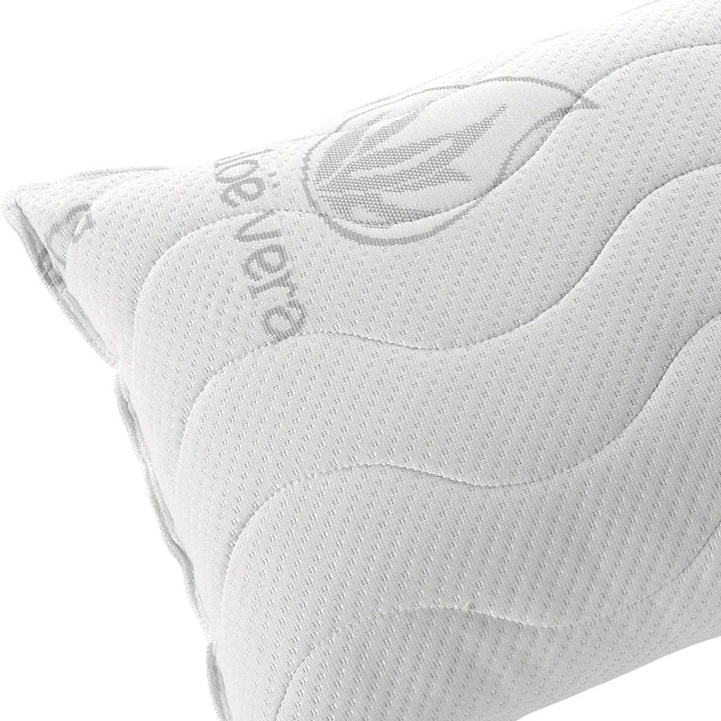 Almohada viscoelástica Todocama de aloe vera con tejido elástico, firmeza media-alta, núcleo 100% viscoelástico, 18 cm de altura, ideal para la alineación del cuello y la columna vertebral, funda hipoalergénica y lavable.