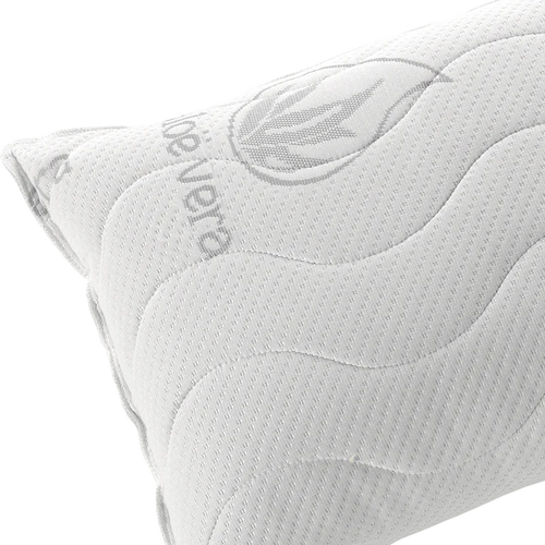 Almohada viscoelástica Todocama de aloe vera con tejido elástico, firmeza media-alta, núcleo 100% viscoelástico, 18 cm de altura, ideal para la alineación del cuello y la columna vertebral, funda hipoalergénica y lavable.