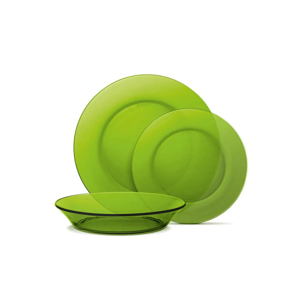 Juego de vajilla Duralex Lys de 12 piezas: platos de cristal de alta calidad, incluye 4 platos hondos (Ø 19,5 cm), 4 platos llanos (Ø 23,5 cm) y 4 platos de postre (Ø 19 cm), apto para microondas y lavavajillas, fabricado en Francia.